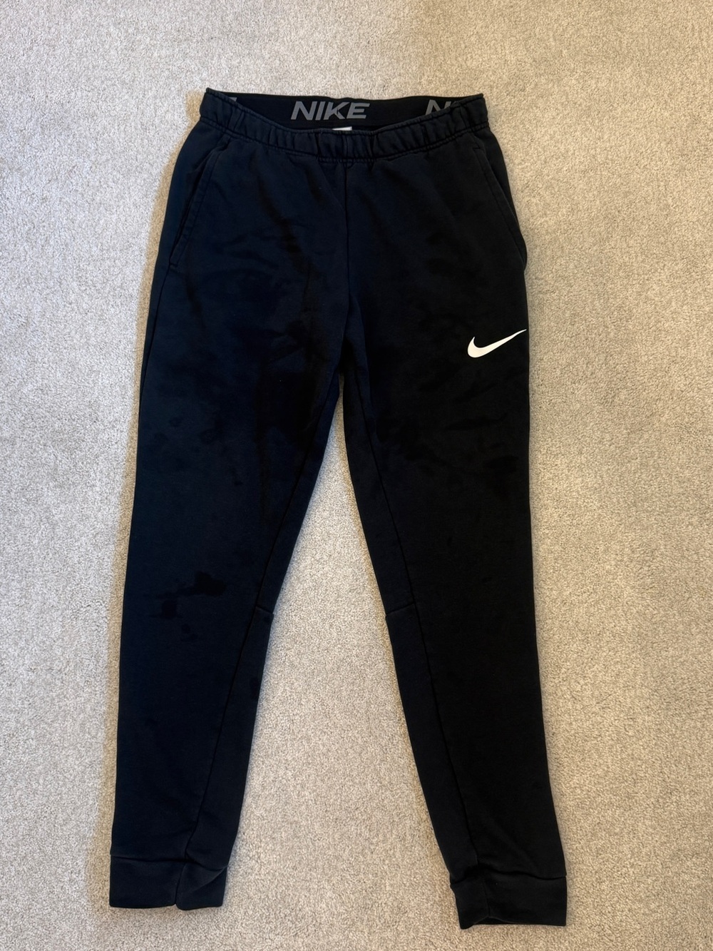Nike Kids Black Jogger Pants with White Swoosh